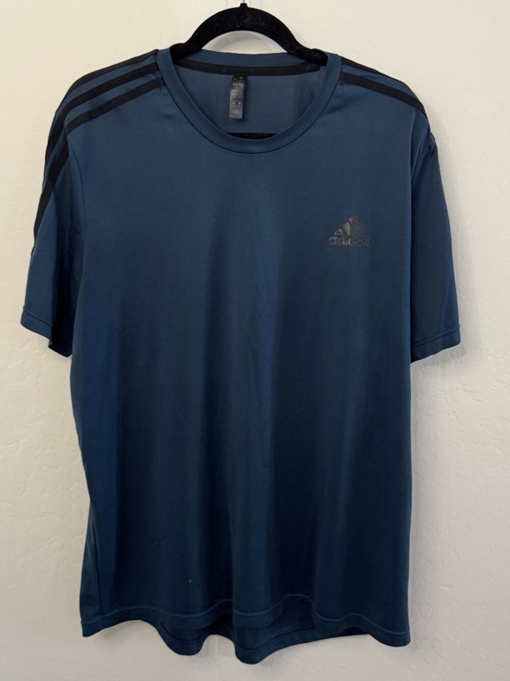 Adidas Primegreen Blue 3-Stripe Short Sleeve Athletic Tee | Size XL